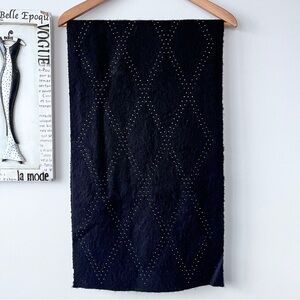 Zara Black Whimsigoth Studded Diamond Holiday Argyle Scarf Size M